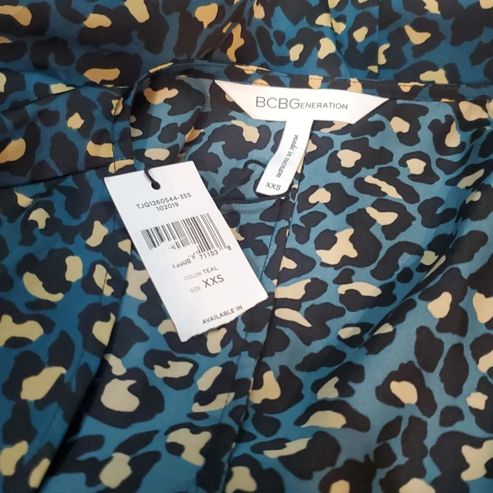 BCBGeneration Stylish Women's Wrap Top - Blue and Gold SZ XXS - Picture 5 of 7